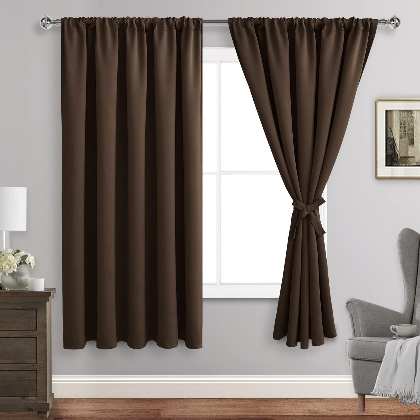 JIUZHEN Blackout Curtains for Bedroom - 70 x 63 Inch Set of 2