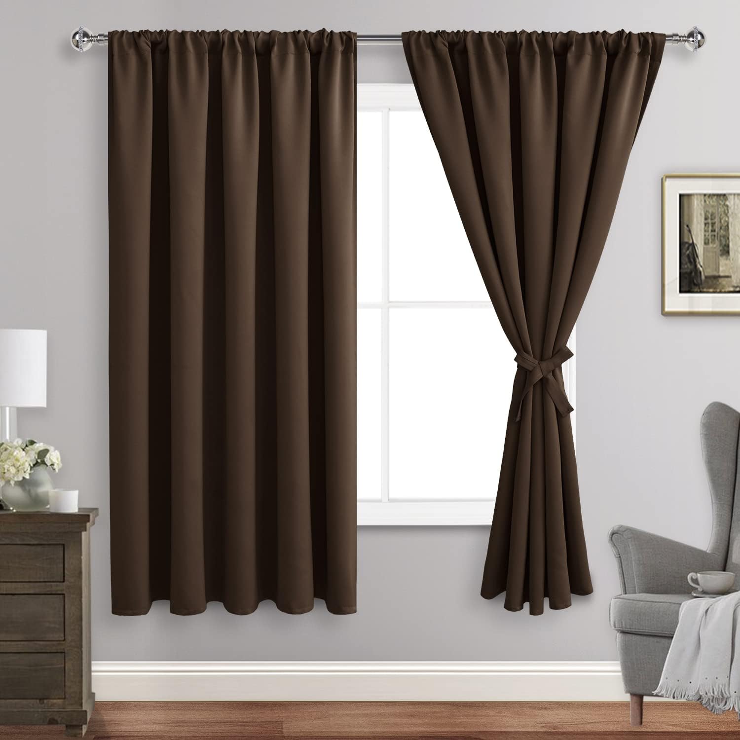 JIUZHEN Blackout Curtains for Bedroom - 70 x 63 Inch Set of 2