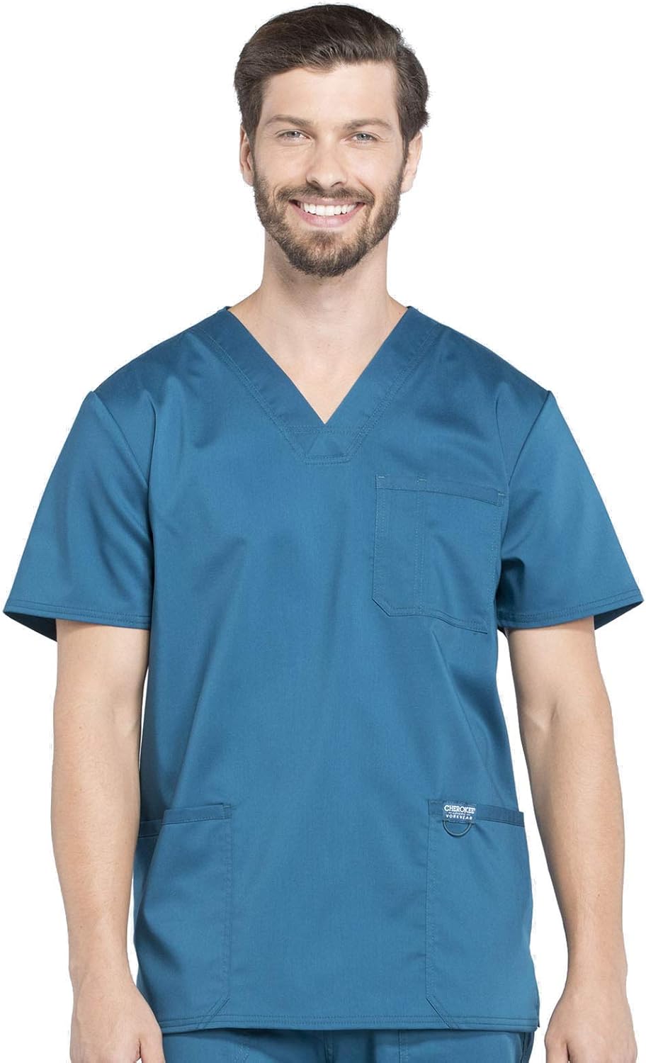 Cherokee V-Neck Men's Scrubs Top with Pockets for Comfort