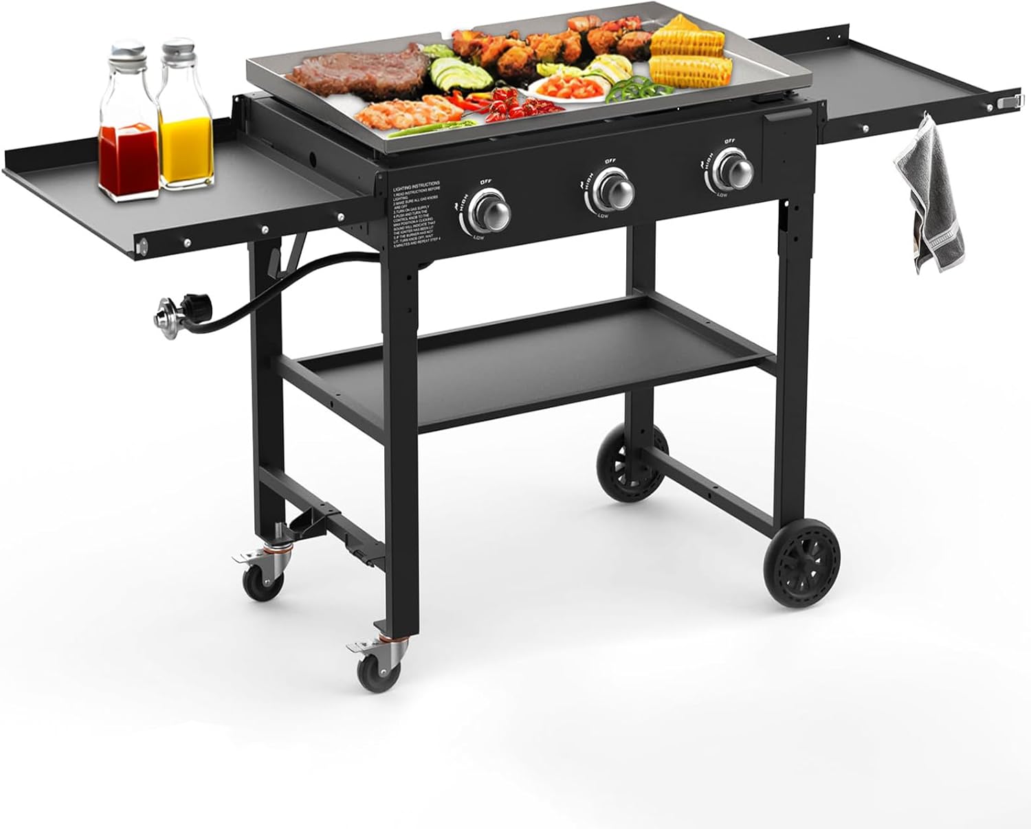 BESTFIRE 3 Burner Flat Top Grill for Outdoor Cooking Fun