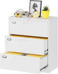 Lateral File Cabinet with Lock 3 Drawer Metal Filing Cabinet - Secure