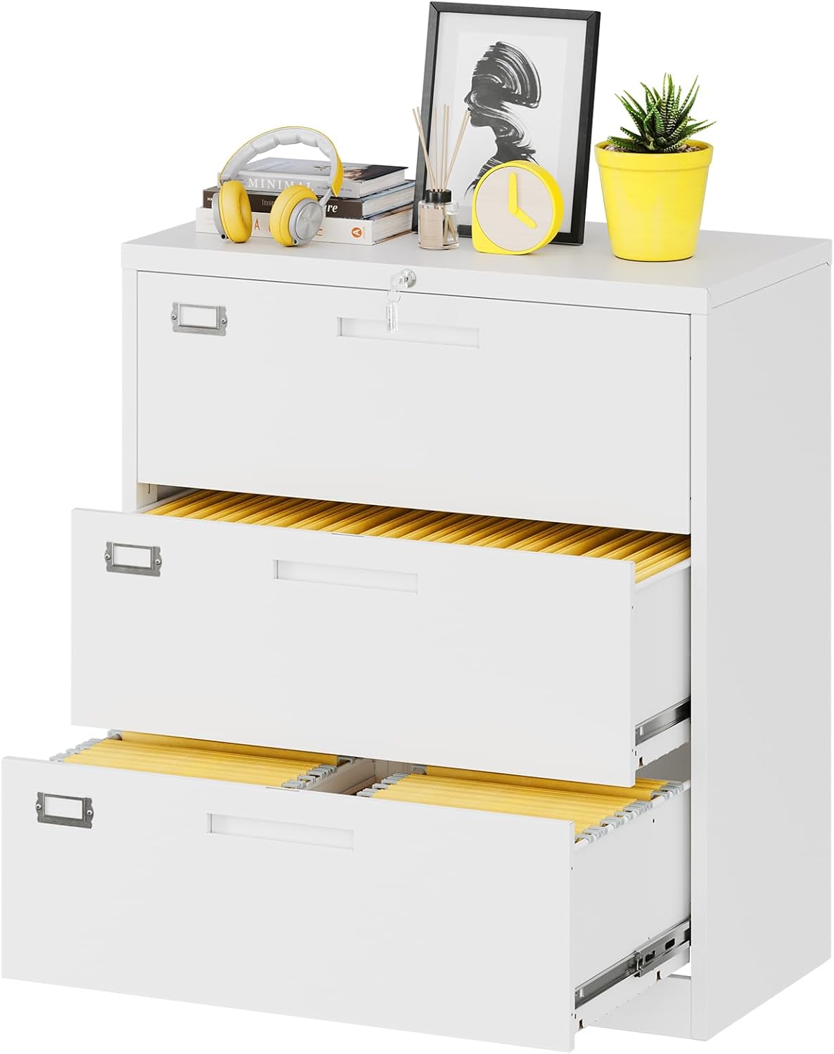 Lateral File Cabinet with Lock for Secure Home Office Storage