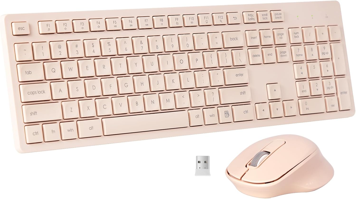 HUO JI Pink Wireless Keyboard & Mouse Combo - Quiet & Ergonomic