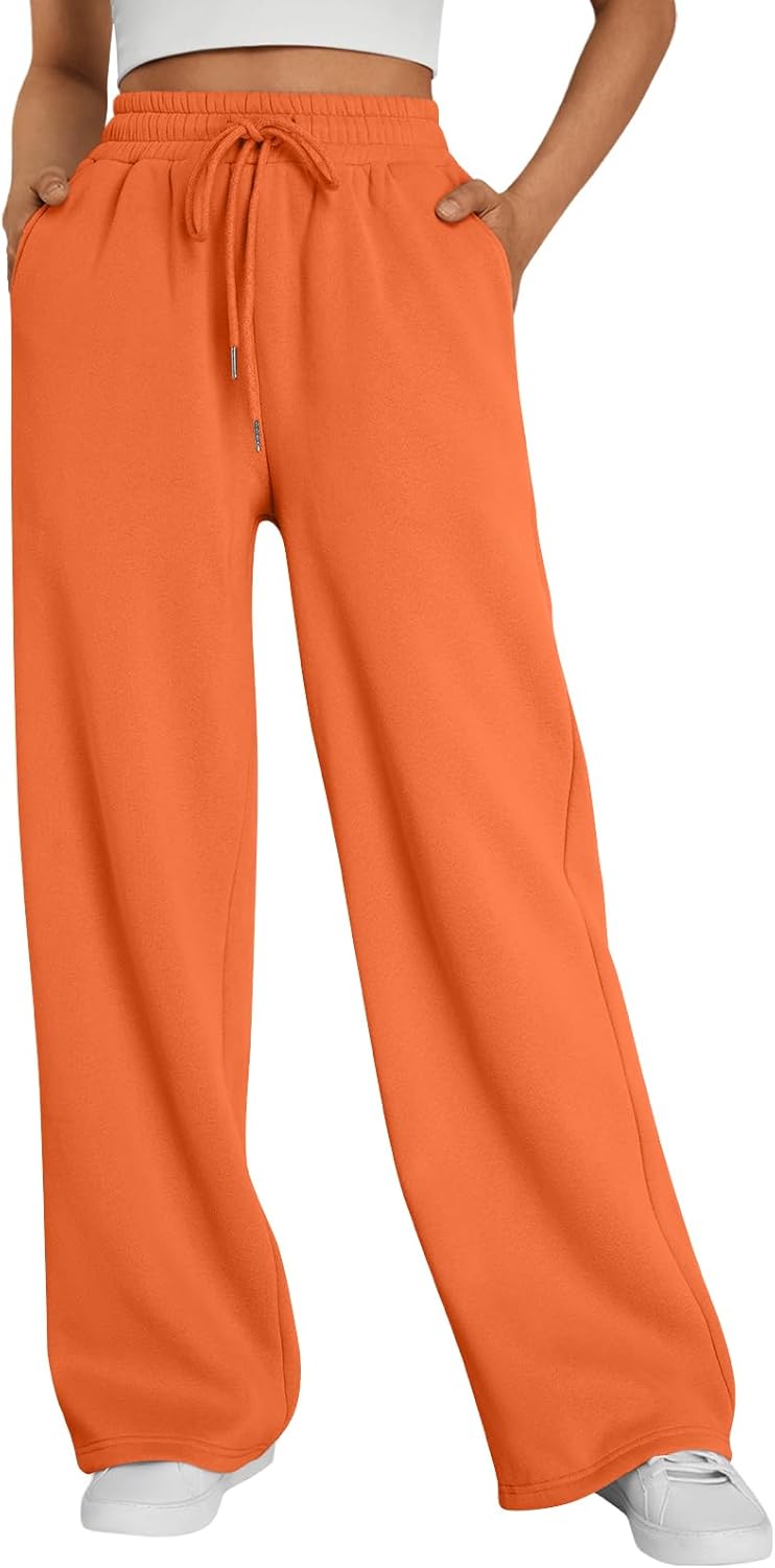 Trendy Queen Womens Wide Leg Fleece Lined Sweatpants for Comfort