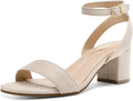 Womens Open Toe Ankle Strap Low Block Heels - Comfortable 2.5in