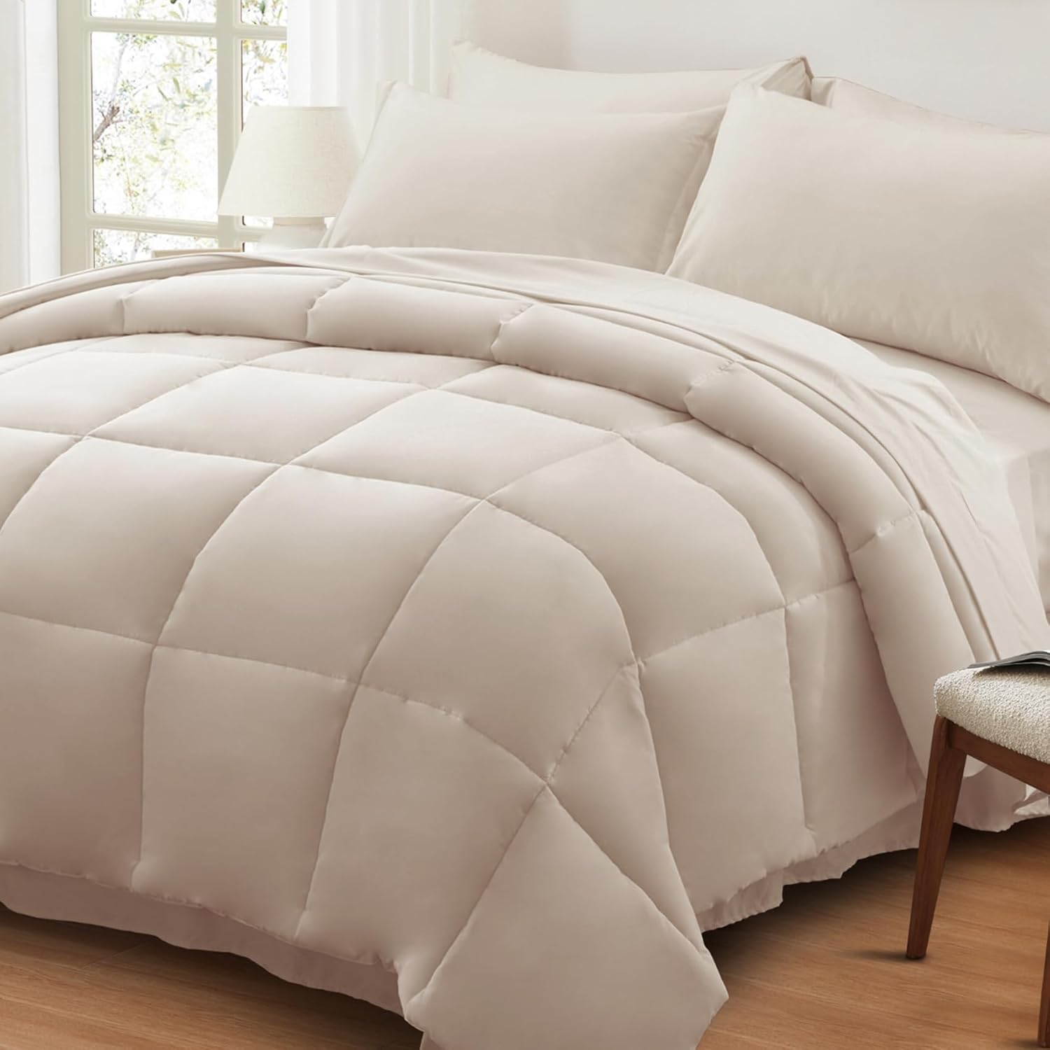 Anluoer Queen Size Bed in a Bag 7 Pieces Comforter Set