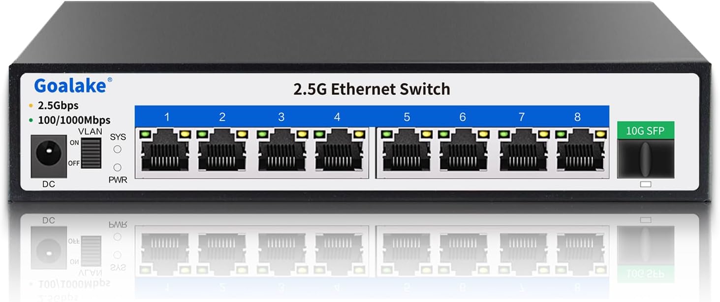8 Ports Ethernet Switch with 2.5G RJ45 and 10G SFP Ports