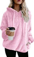 Yanekop Womens Oversized Quarter Zip Sherpa Pullover - Cozy Warm Layer