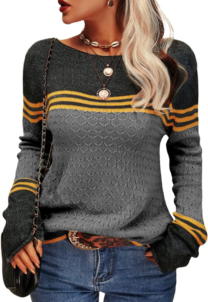 Danedvi Womens Fall Fashion 2025 Colorblock Sweater Trend