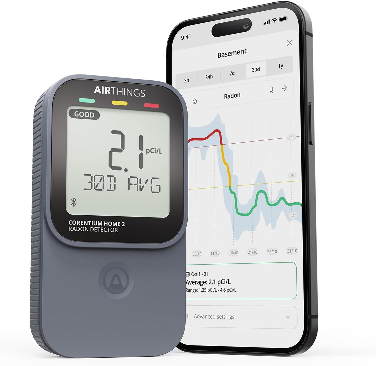 Airthings 325 Corentium Home 2 Smart Digital Radon Detector