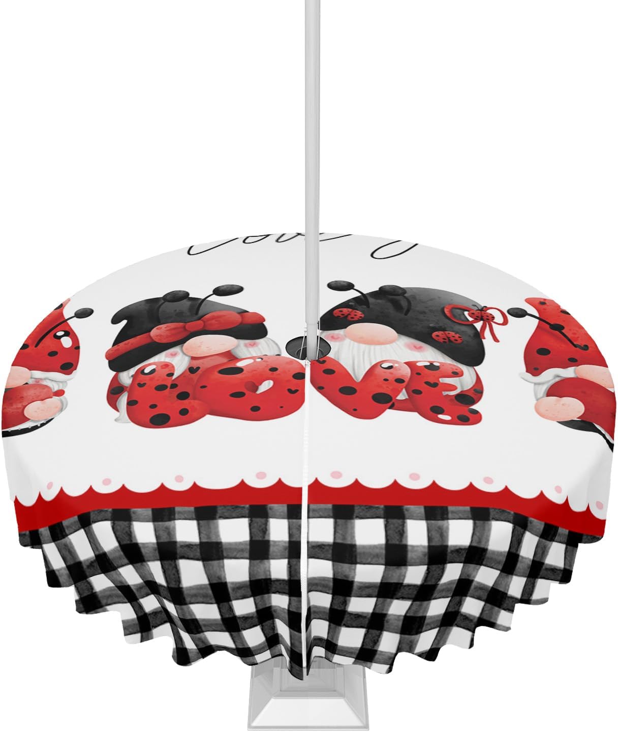 Valentine's Day Waterproof Red Gnomes Tablecloth