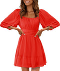 EXLURA Women's Lantern Sleeve Tie Back Summer Dress Review