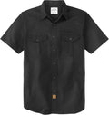 Mens Short Sleeve Button Down Work Shirt - Cotton Stretch Two Pocket