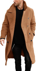 Makkrom Mens Double Breasted Trench Coat Casual Lapel Collar - Warm