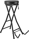 Guitarlux Foldable Guitar Stool with Built-In Stand - Comfortable 30in