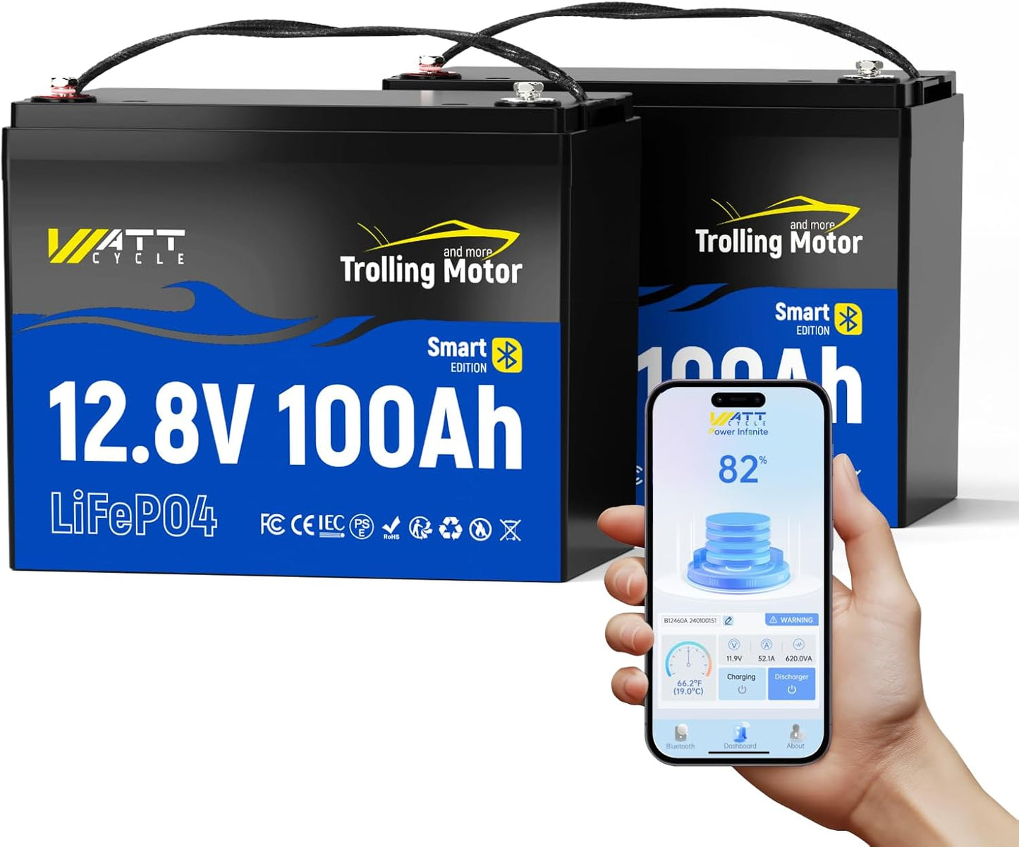 12V 100Ah Lithium Battery with Smart Bluetooth for Trolling Motors