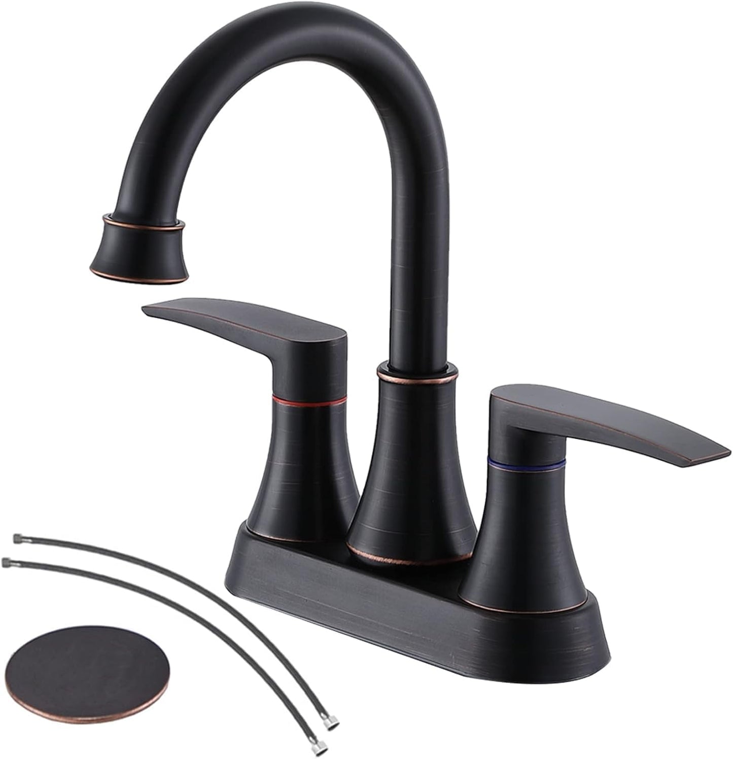Lead-Free 2-Handle Oil Rubbed Bronze Bathroom Sink Faucet Set