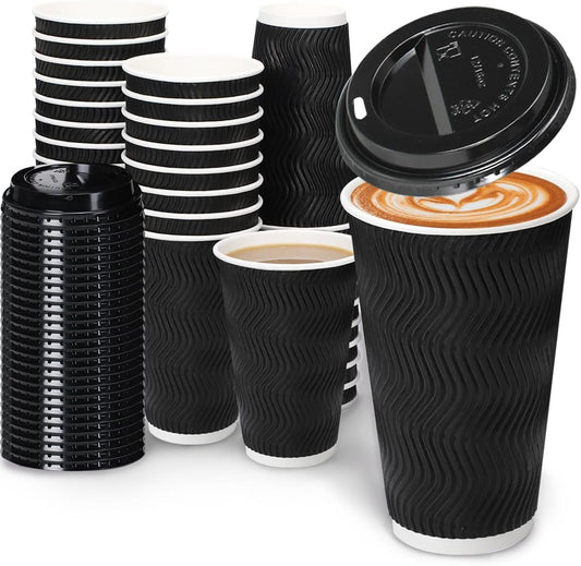 100 Pack Insulated 16oz Coffee Cups - Hot Beverage Bliss!