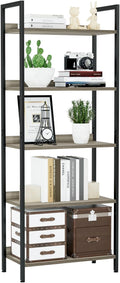 NUMENN Bookshelf 5 Tier Bookcase - Sturdy Modern Storage