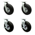 10 in Swivel Pneumatic Casters Set of 4 - Black Rubber Wheels