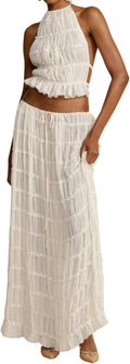 Women Y2K Strapless Crop Top and Midi Skirt Set - Sexy Knit 2 Piece