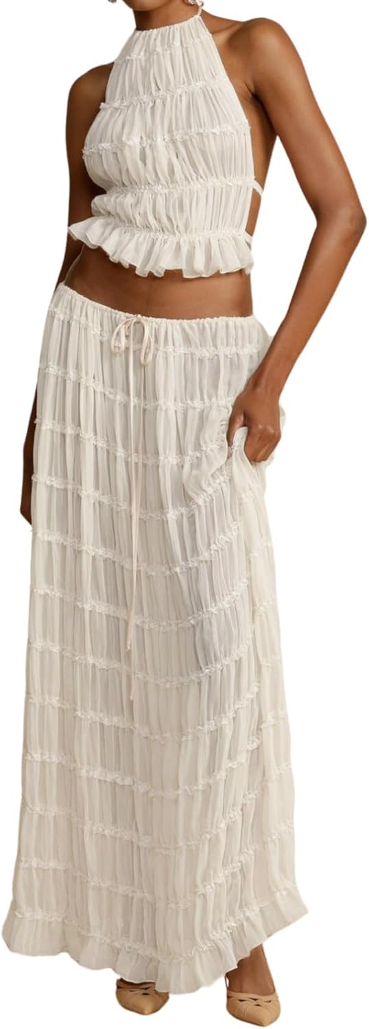 Women Y2K Skirt Set Outfits Sexy 2 Piece Knit Summer Dress