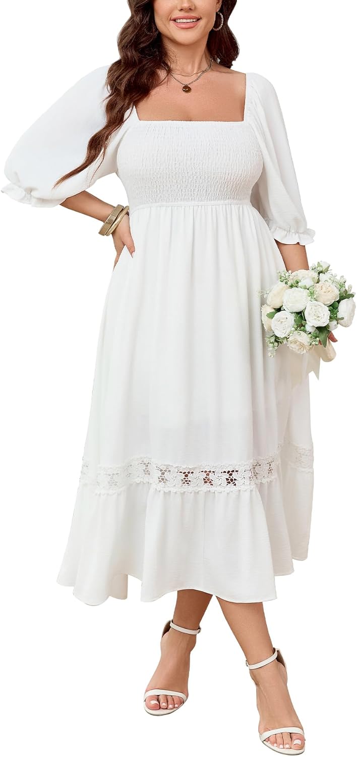 SCOMCHIC Plus Size Maxi Dress for Wedding Guests and Parties