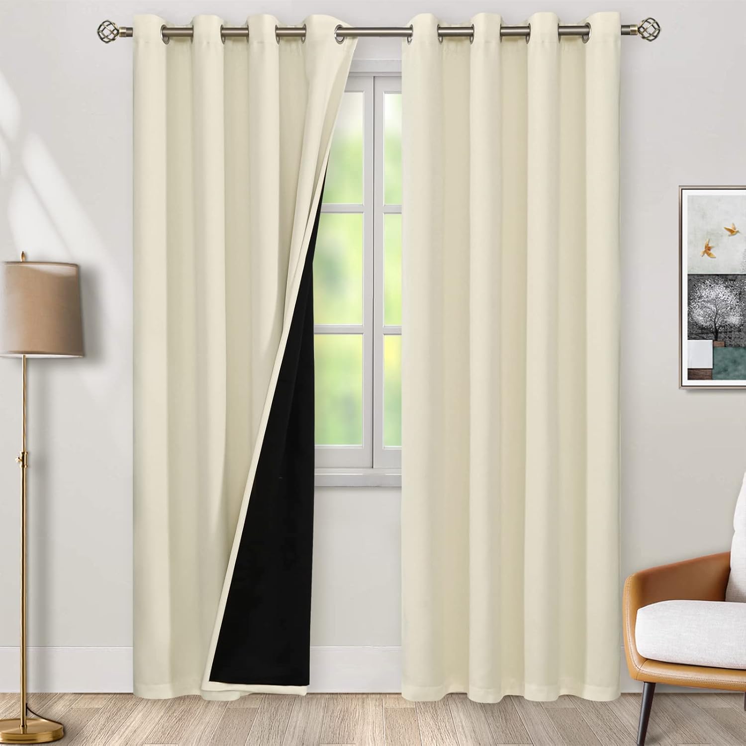 BGment Cream Blackout Curtains for Living Room 84 Inch Length