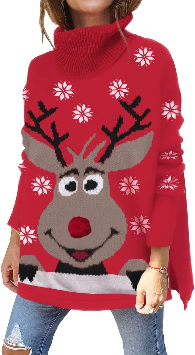 LILLUSORY Women's Turtleneck Oversized Sweater for Chic Style