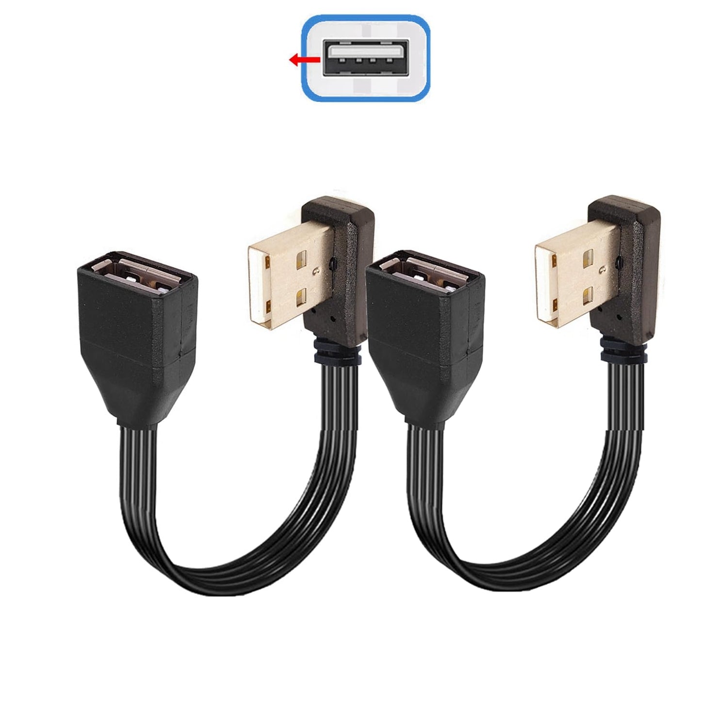 10CM USB Extender 90 Angle Male to Female Data Cable