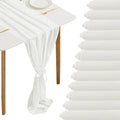Chiffon Table Runner 27x120 in 12-Pack White - Romantic Wedding Decor