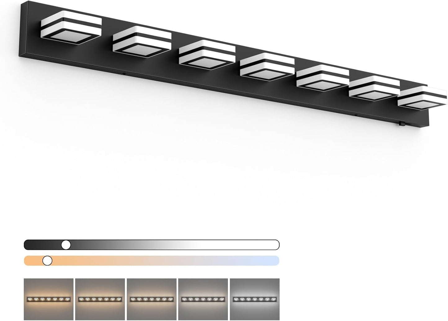 Dimmable 46in Matte Black Vanity Lights for Modern Bathrooms