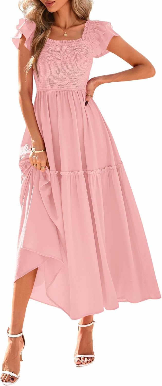 KIRUNDO Smocked Summer Dresses for Women 2025 Wedding Guest