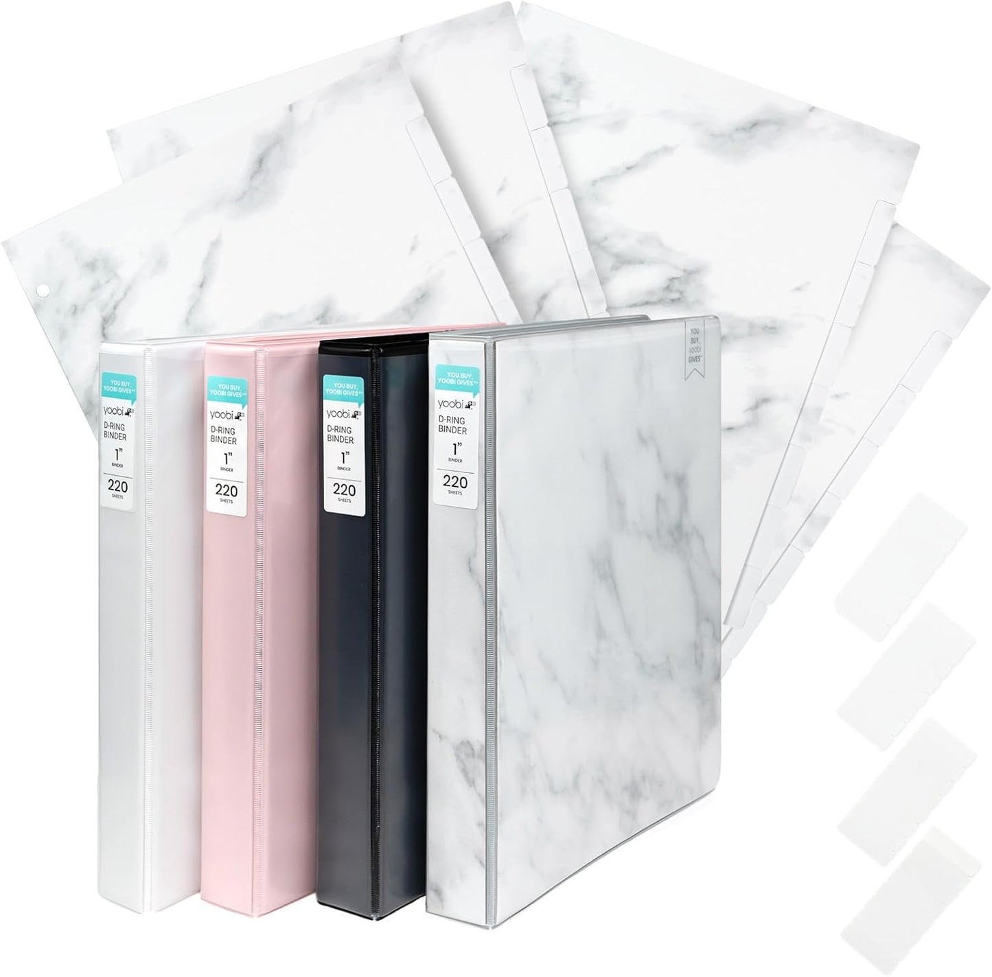 Yoobi 1 Inch Marble Binder Set with 8-Tab Dividers for Organizing