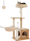 Cat Tree Modern Cat Tower with Large Condo and Hammock - Compact