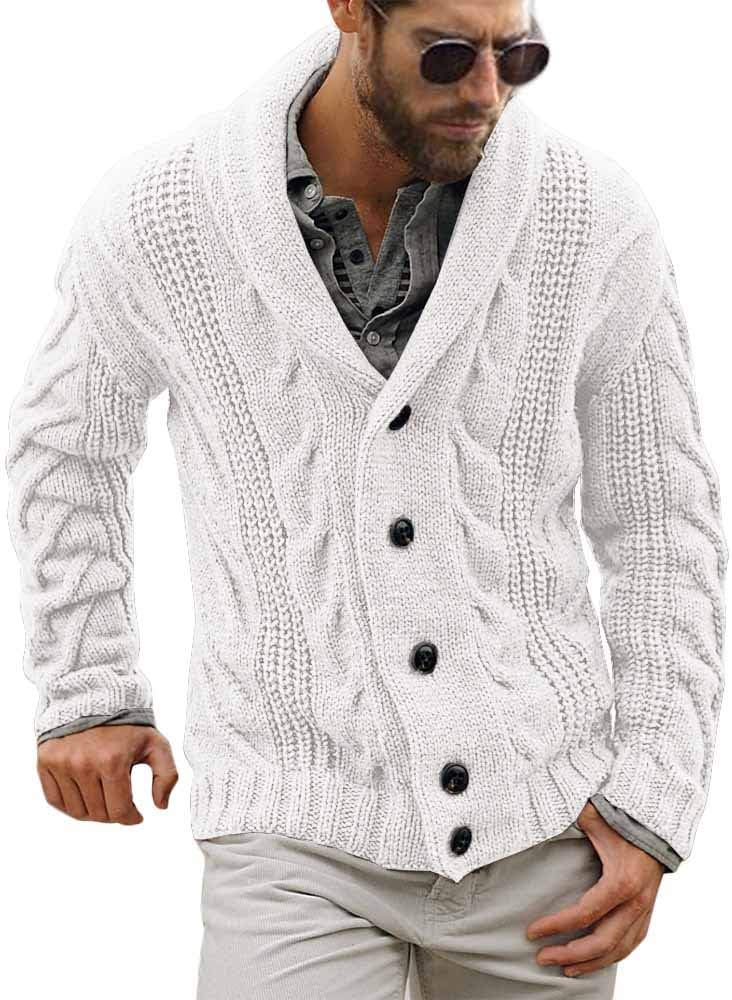 Mens Cable Knit Cardigan Sweater for Casual Style and Comfort