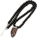 Natural Raw Tourmaline Pendant Black Onyx Beaded Necklace (Style YJZK)
