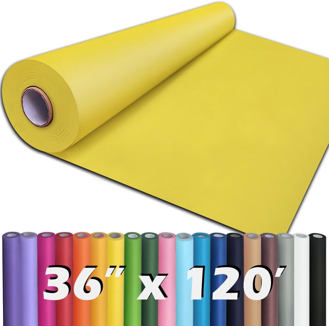 PerkHomy 36in x 120in Lemon Yellow Kraft Paper Roll for Crafts