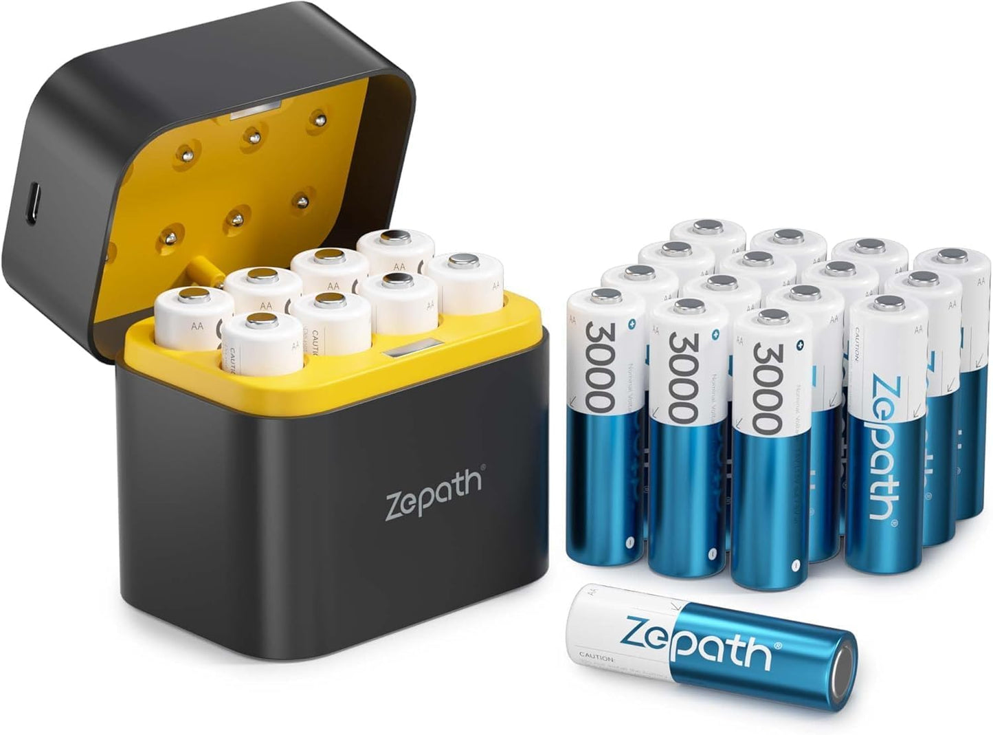 Rechargeable AA Batteries 24 Pack with Charger for High Power
