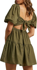 OWNGIGI Women's Summer Square Neck A-Line Mini Dress - Flattering