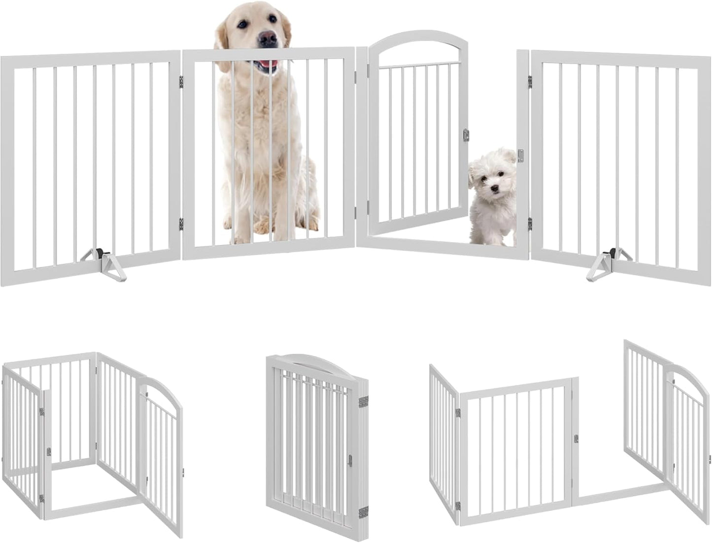 JSB 96-inch Extra Wide Dog Gate with Walk Through Door Design