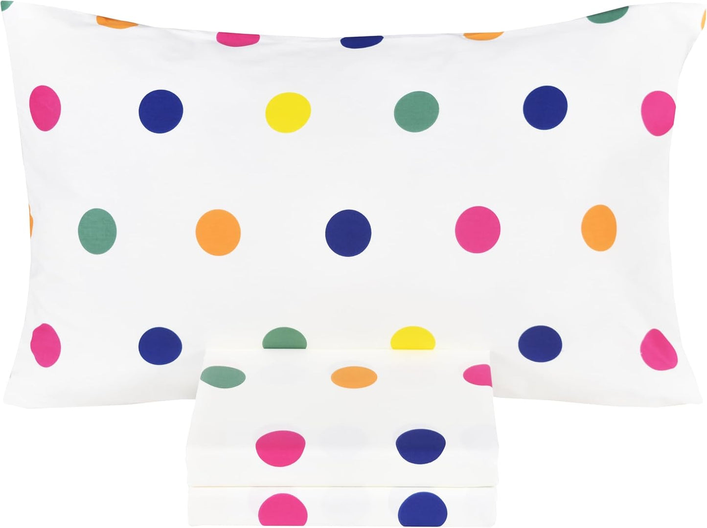 Scientific Sleep Rainbow Dot Colorful Twin Bed Sheet Set for Kids