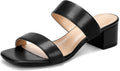 Women's Heeled Sandals Two Strap Square Open Toe Heels - Wide Fit Feet