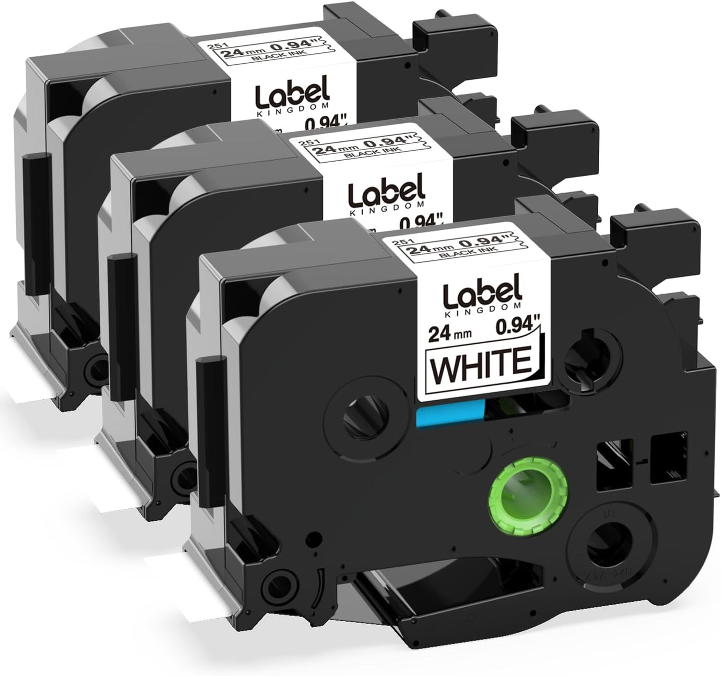 Vivid White Label Tape 24mm 3-Pack for Brother