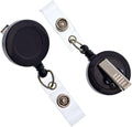 Bulk Premium Black Retractable Name Badge Reels 100 Pack - Team Ready
