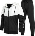Men's Hooded Athletic Tracksuit 2 Piece Patchwork - Full Zip Comfort