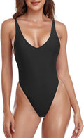 Women's One Piece Thong Swimsuit - Deep Plunge, Adjustable Straps