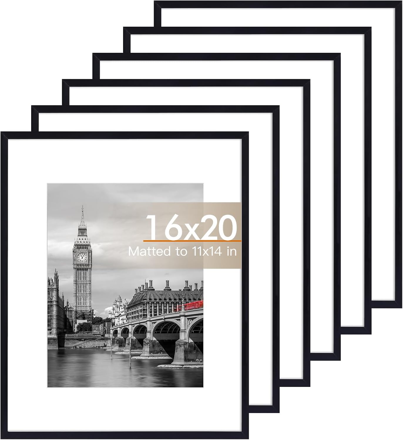 16x20 Picture Frame Set of 6 with Shatter Resistant Glass