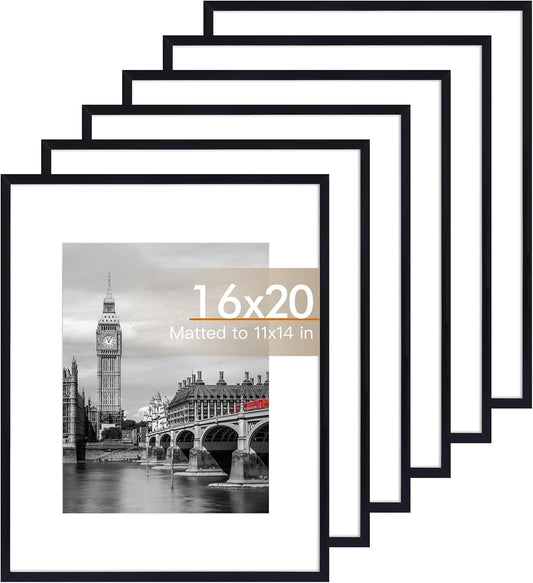 16x20 Picture Frame Set of 6 with Shatter Resistant Glass