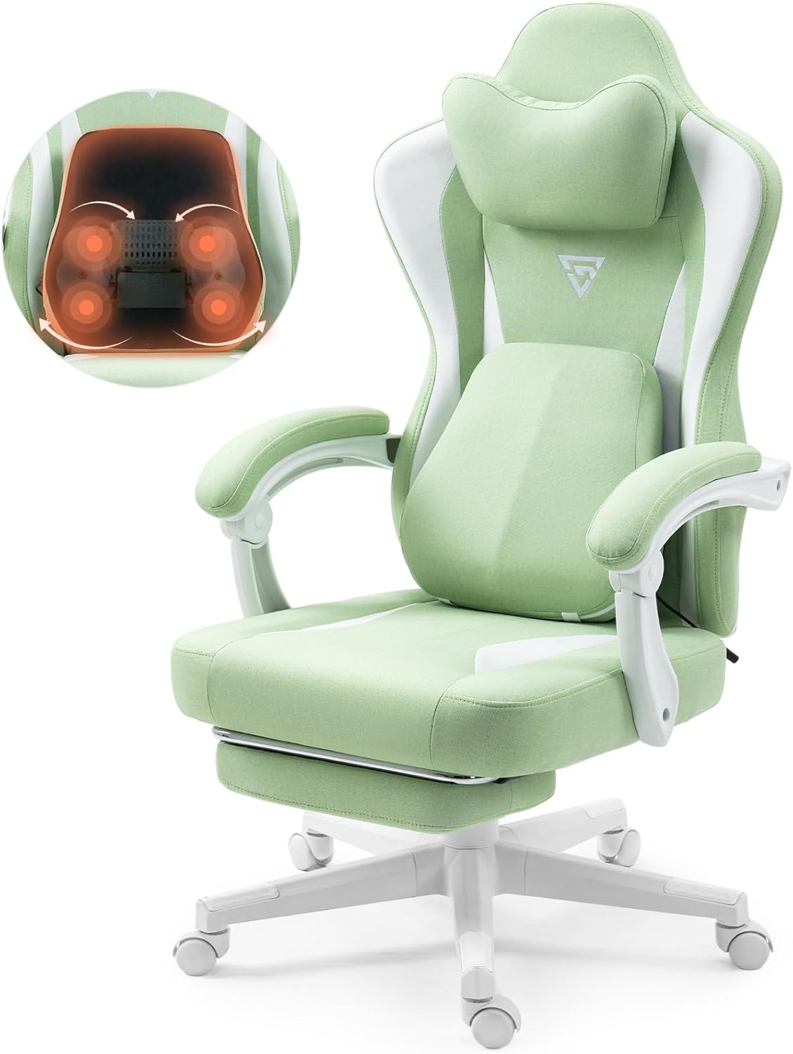 Gaming Chair with Heated Massage and Footrest for Comfort